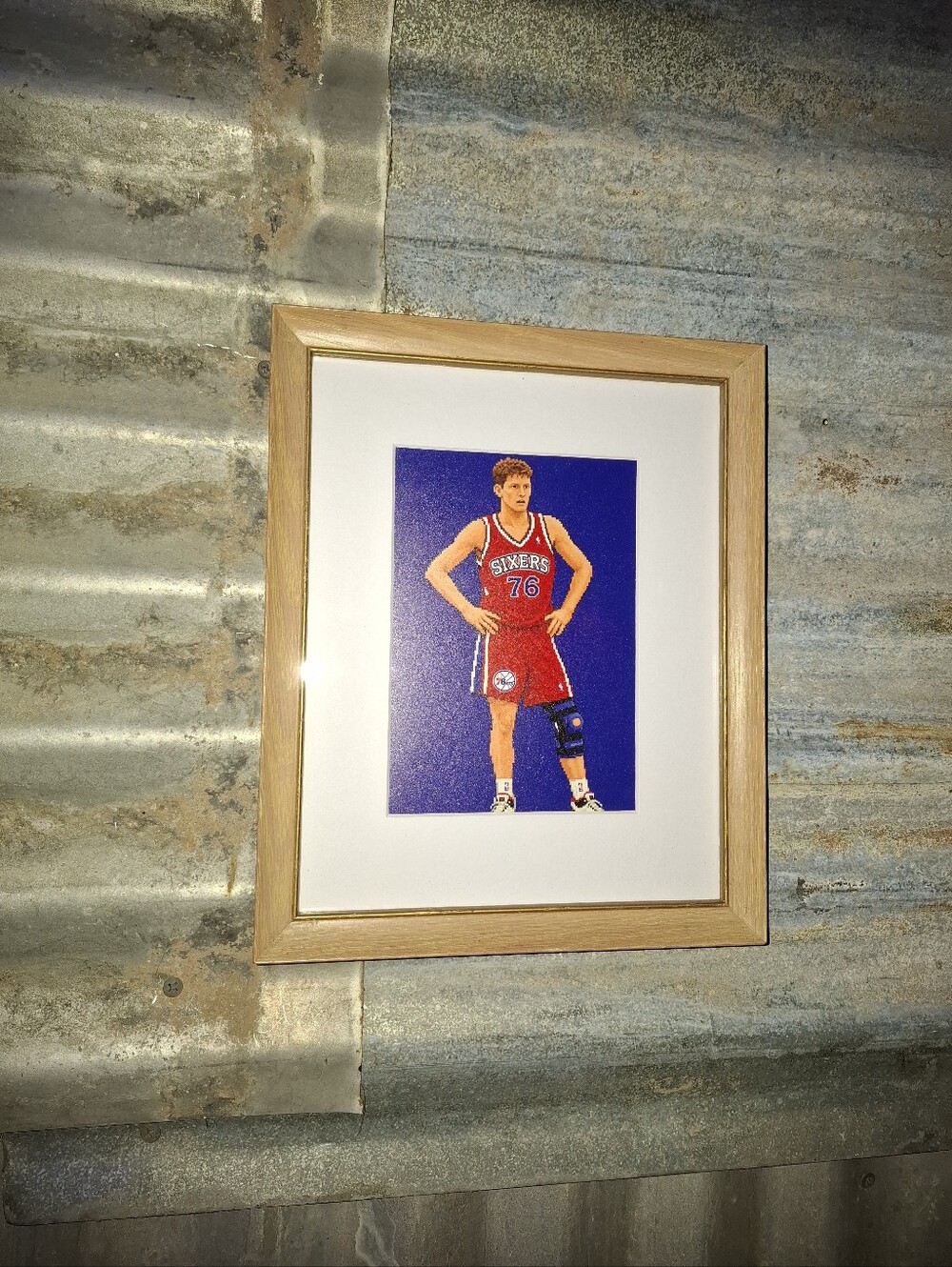 8 Bit Shawn Bradley Retro NBA Philadelphia 76ers Framed Art Print By Neon Nicho